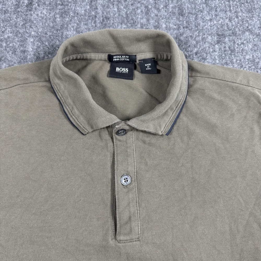 BOSS Hugo Boss Men's S Pima Cotton Polo Shirt Olive Green Regular Fit
